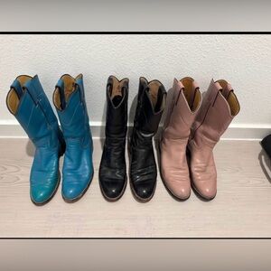 3 pairs of vintage Justin cowboy boots